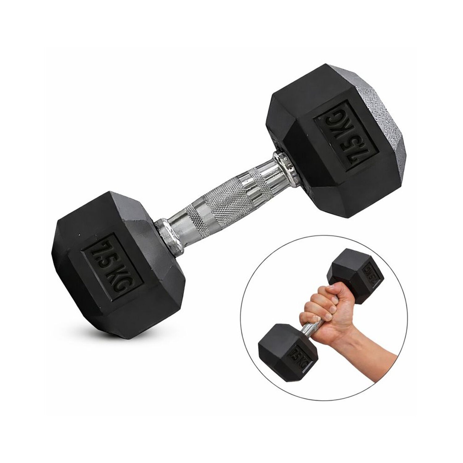Mancuerna Profesional Hexagonal 7,5kg Fitness Alta Densidad image number 1.0