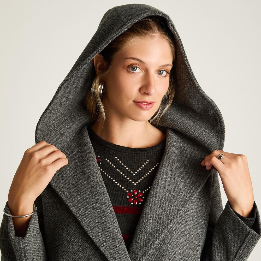 Abrigo Largo Cuello Solapa Con Capucha Mujer Lorenzo Di Pontti image number 3.0