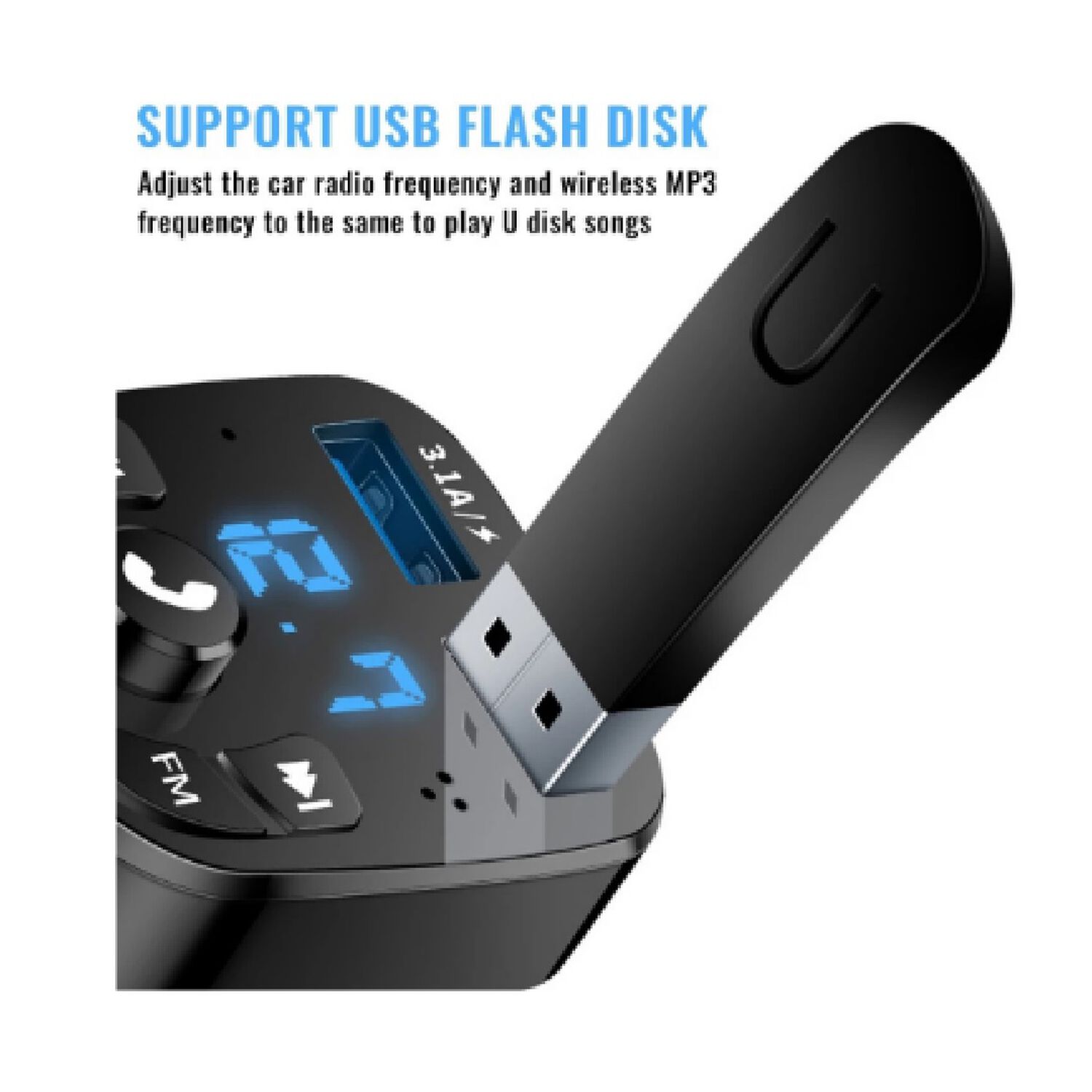 Adaptador Transmisor Bluetooth Fm Radio Cargador Celular 2,1a 2 Usb Encendedor image number 8.0