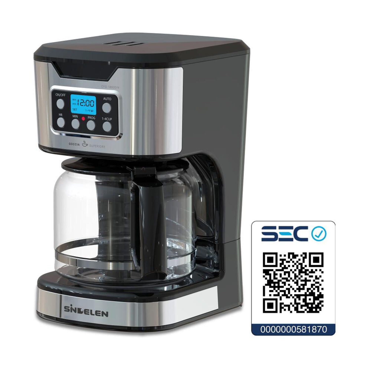 Cafetera Sindelen Cfg-1800din / 1,8 Litros / 900w image number 4.0