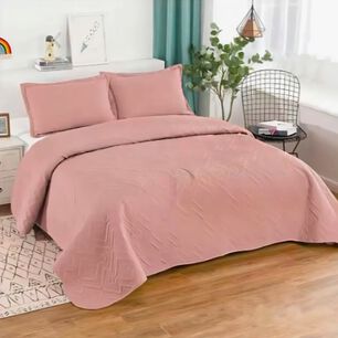 Cubrecama Quilt De Verano 2 Plazas Rosado