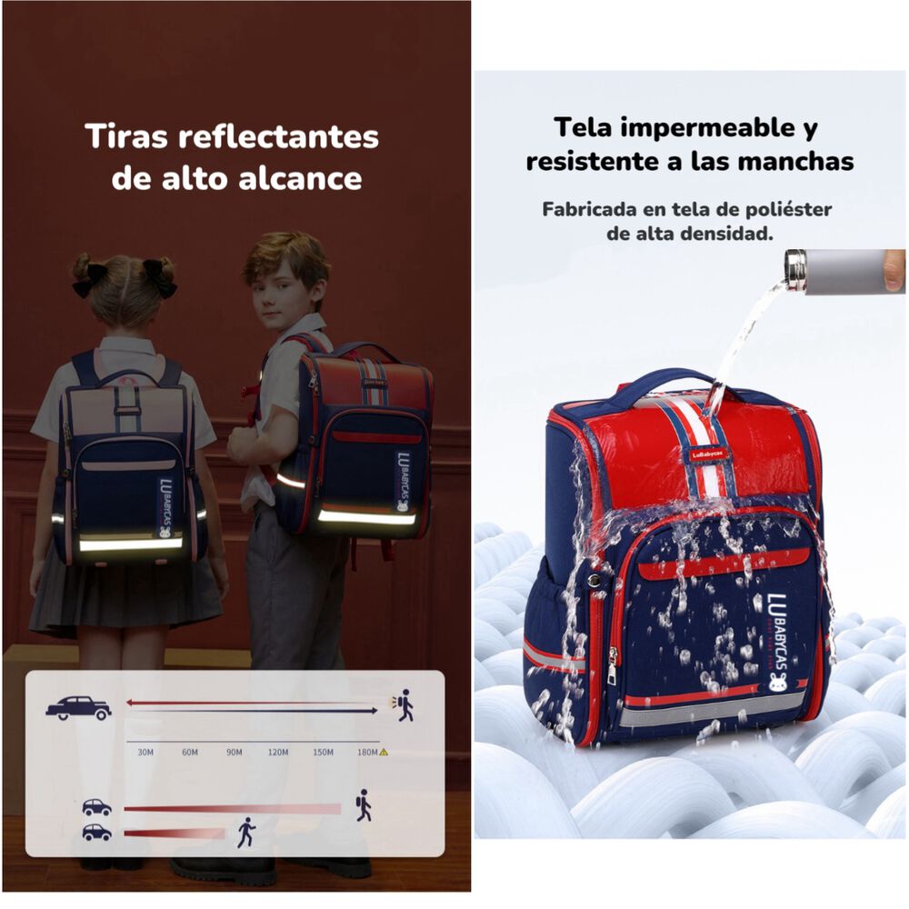 Mochila Escolar Infantil Impermeable 5s Rosada Lubabycas image number 4.0