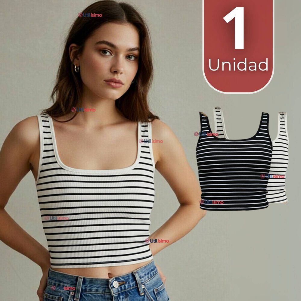 Camiseta Rayas 100% Algodón Básica Lisa Elástica Mujer Colores Surtidos image number 0.0