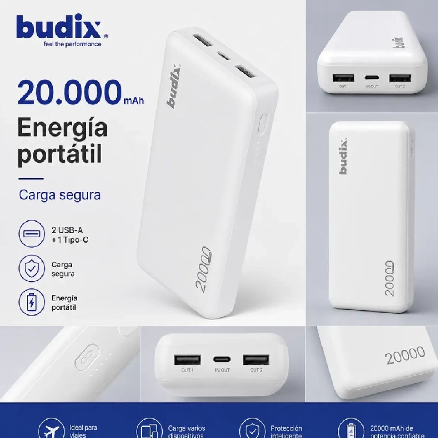 Power Bank Budix 20000 Mah 2.4 Amp Pobamo66. image number 1.0