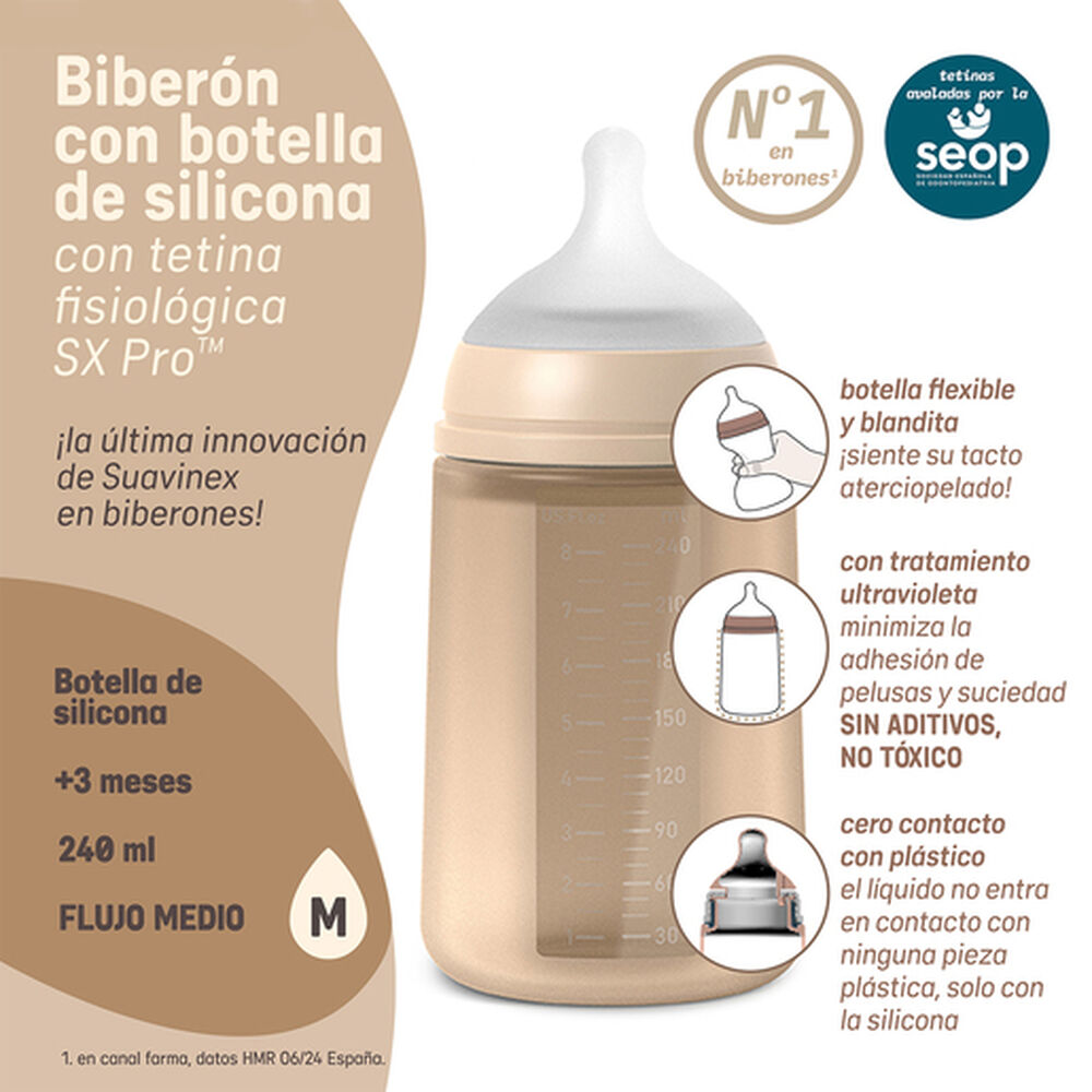 Mamadera 240ml Fisiológica Silicona Sx Pro Soft Fm Beige image number 3.0
