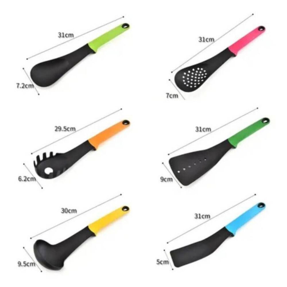Set 6 Utensilios De Cocina Antiadherentes Mango De Silicona Multicolor image number 2.0