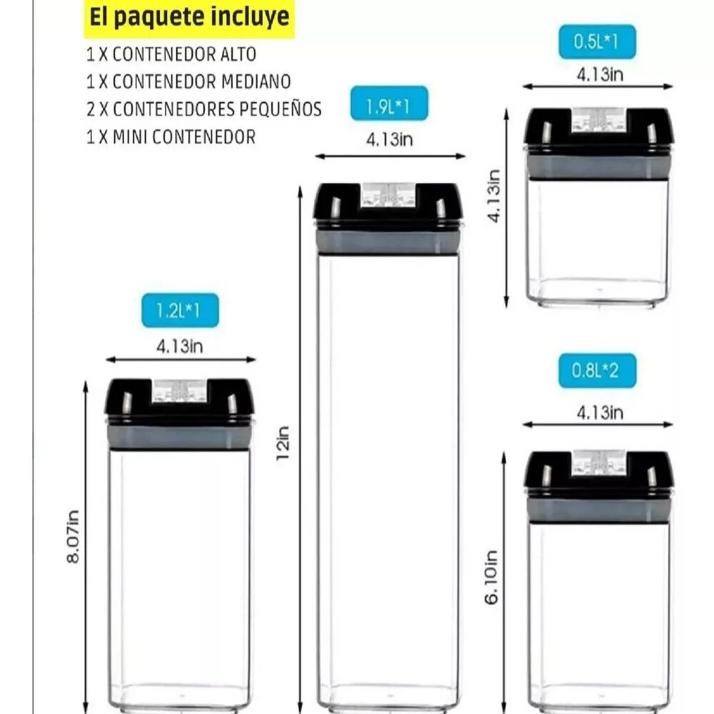 Juego De 5 Contenedores Herméticos Plástico Almacenamiento image number 4.0