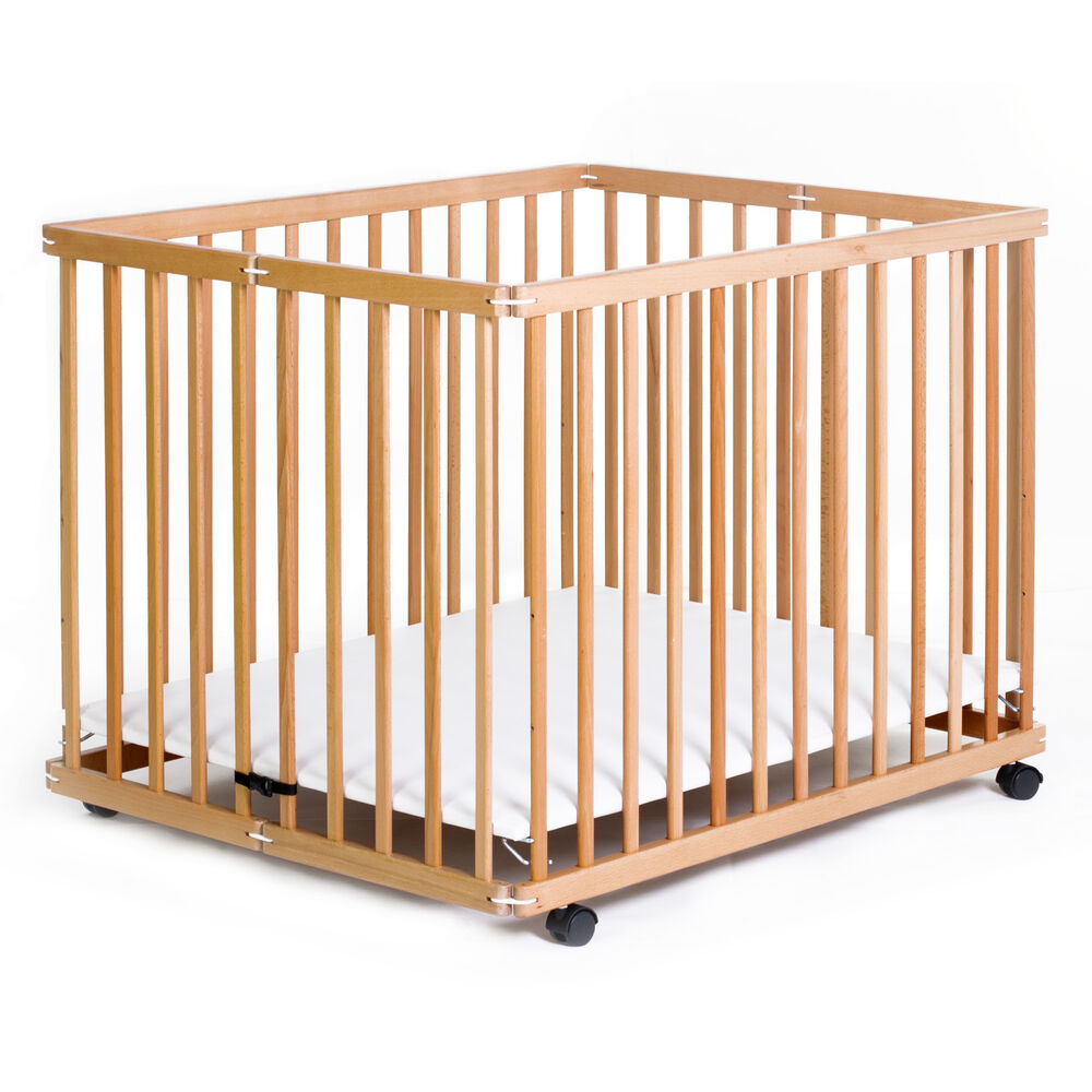 Corral Cuna 2 En 1 Altura Ajustable En Madera Happy Dino image number 0.0