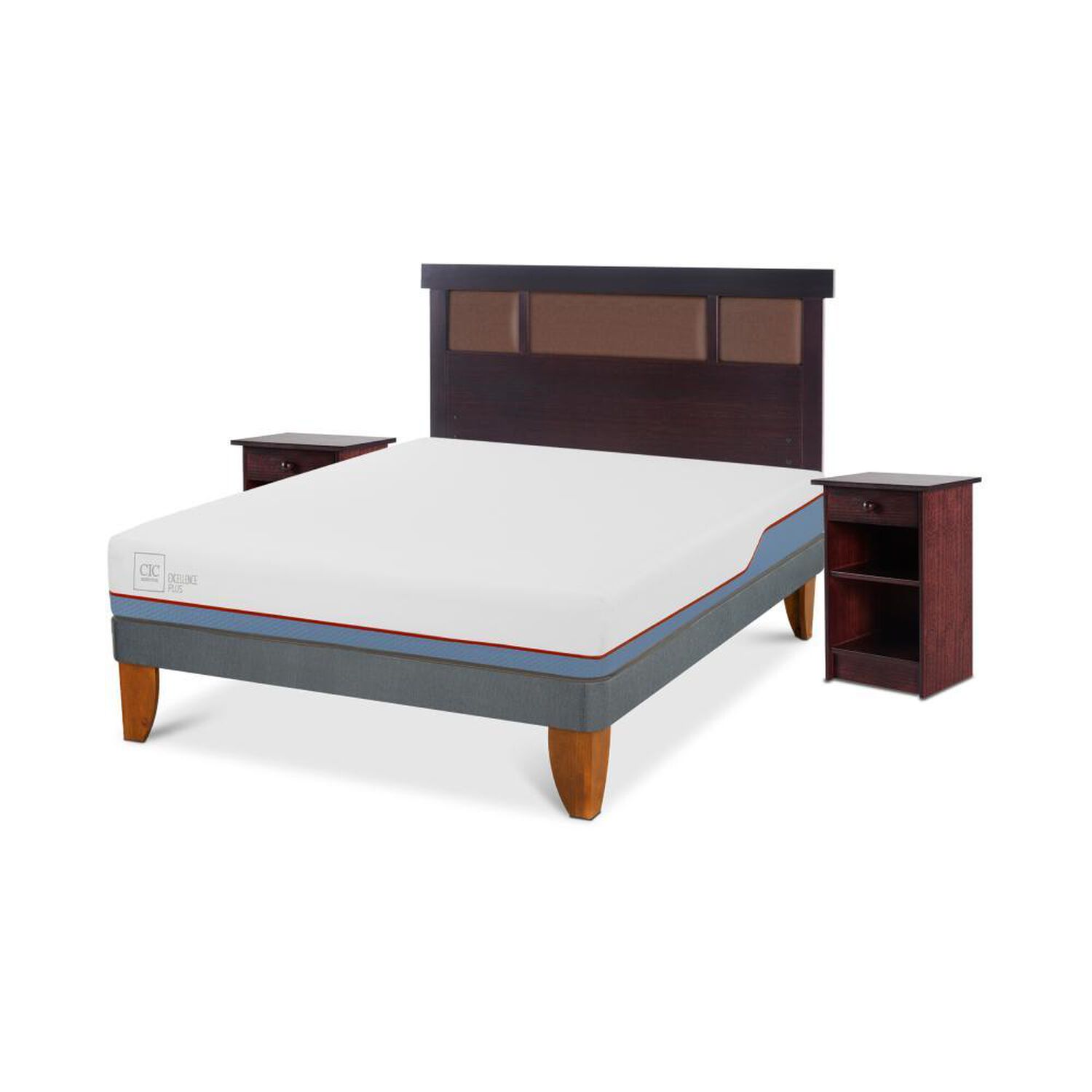 Cama Europea Cic Excellence Plus / 2 Plazas / Base Normal + Set De Maderas image number 1.0