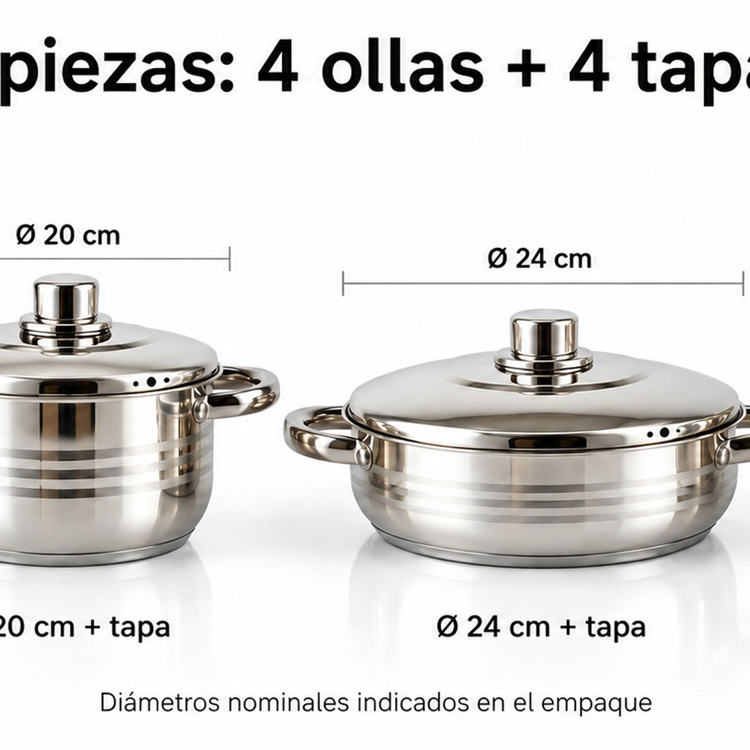 Bater&iacute;a De Cocina Vitta Oslo 8 Piezas Acero Inoxidable Plateado Con Tapas Met&aacute;licas image number 5.0
