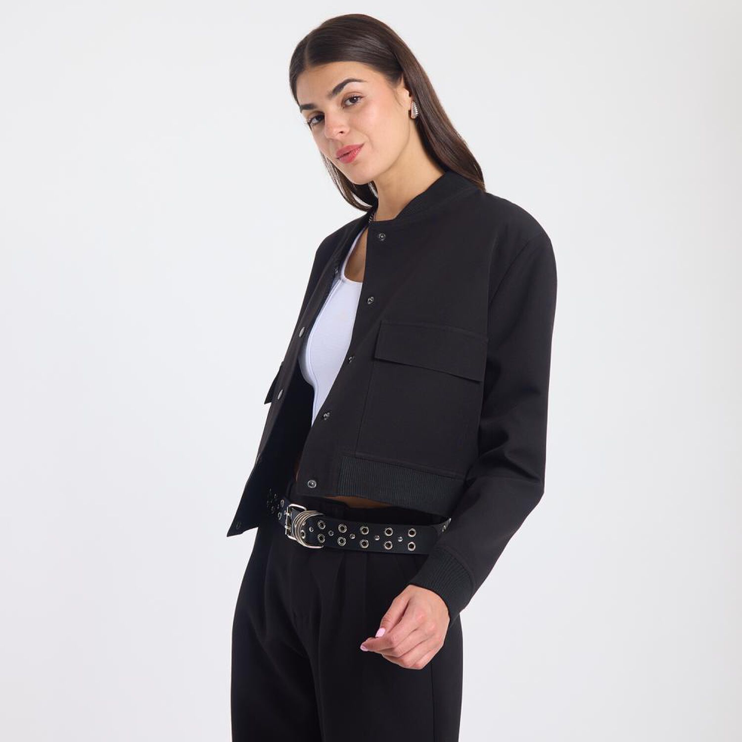 Chaqueta Bomber Cuello Mao Mujer Rolly Go image number 2.0