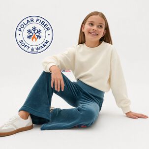 Calza Pantal&oacute;n Palazzo Polar Con Chiporro Ni&ntilde;a Elasticada T&eacute;rmica Verde Agua
