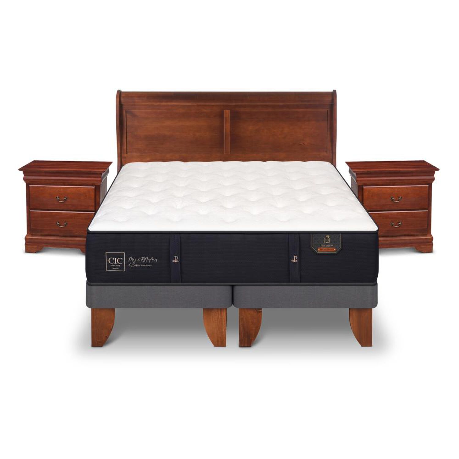Cama Europea Cic Premium / 2 Plazas / Base Dividida + Set De Maderas image number 0.0