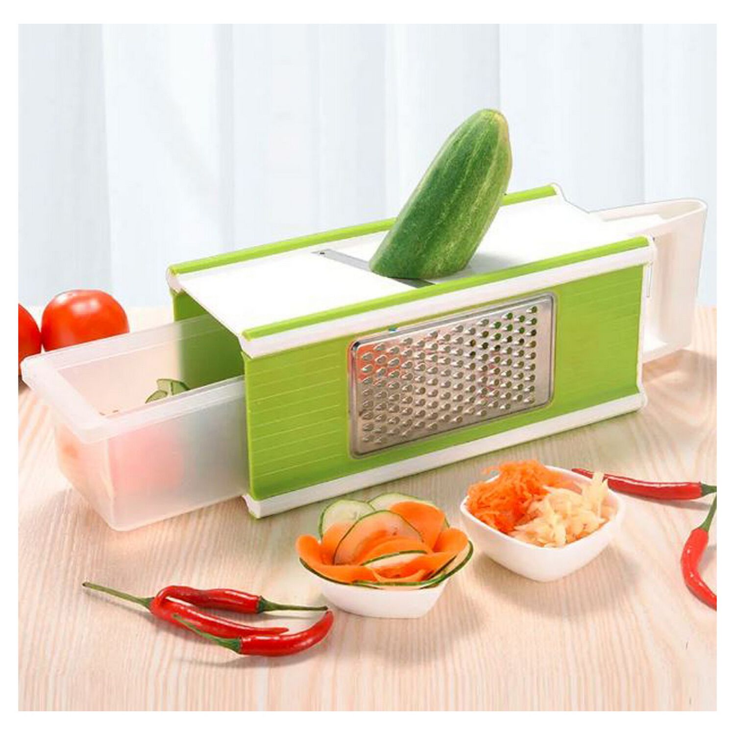 Rallador Verduras Cocina Multifuncional 5 En 1 Verde image number 2.0