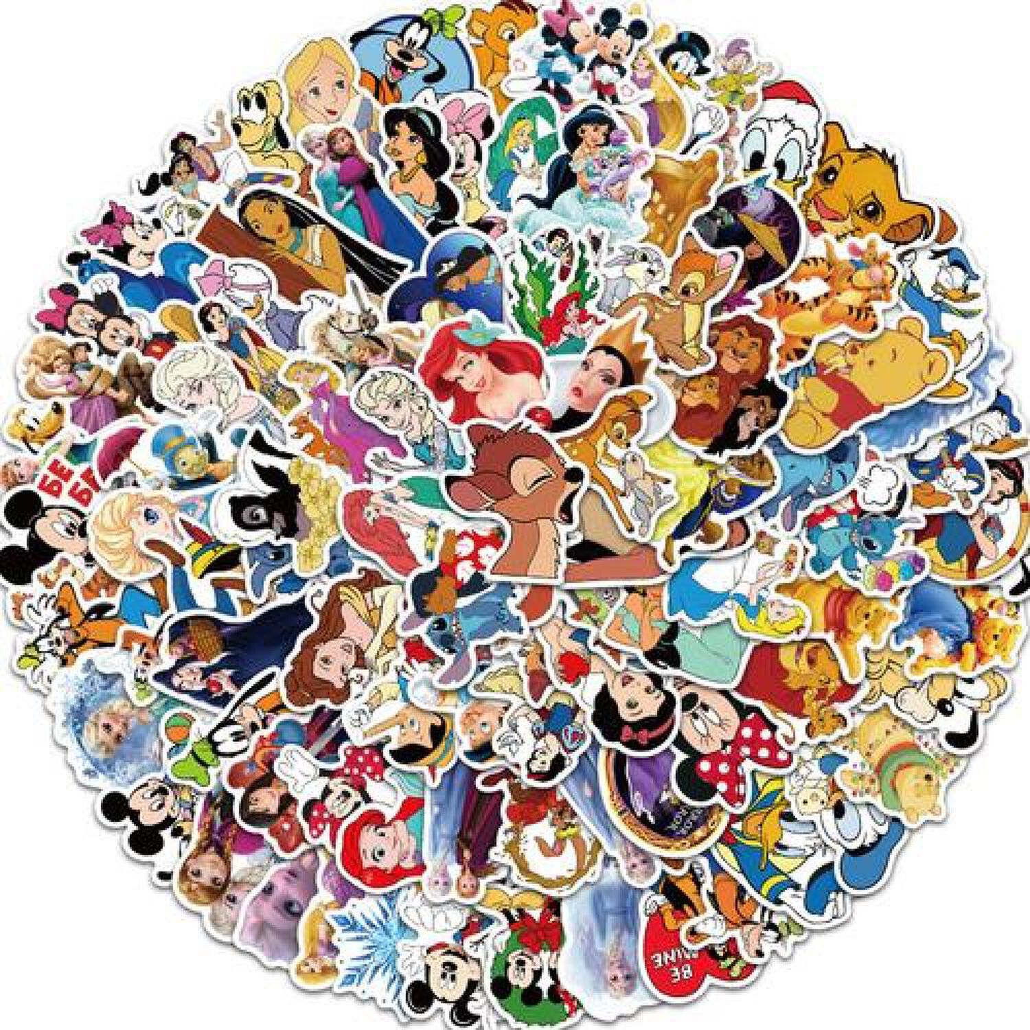 Pack 50 Sticker Dibujos Animados Princesas Stich Mickey image number 0.0