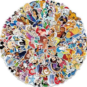 Pack 50 Sticker Dibujos Animados Princesas Stich Mickey