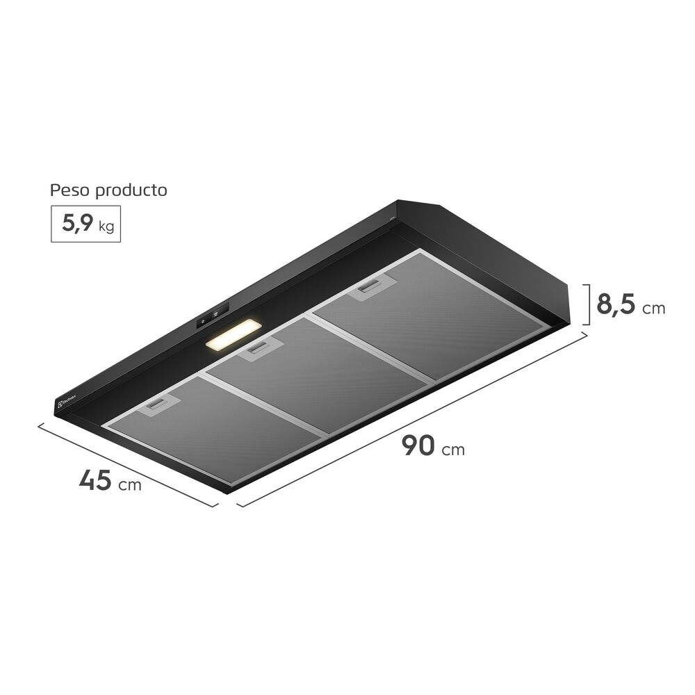Campana De Cocina Extractora 90cm Alto Poder Succi&oacute;n De9tb image number 2.0