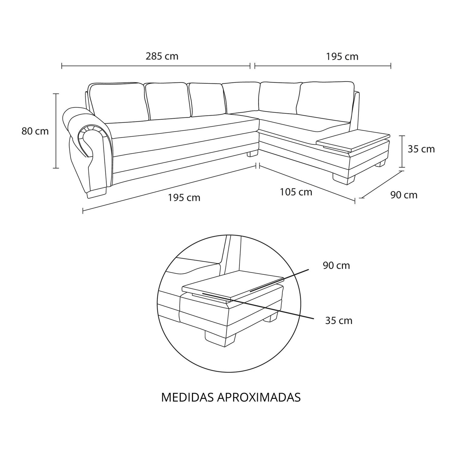 Sof&aacute; Seccional Living Factory Michigan Derecho / 5 Cuerpos image number 8.0