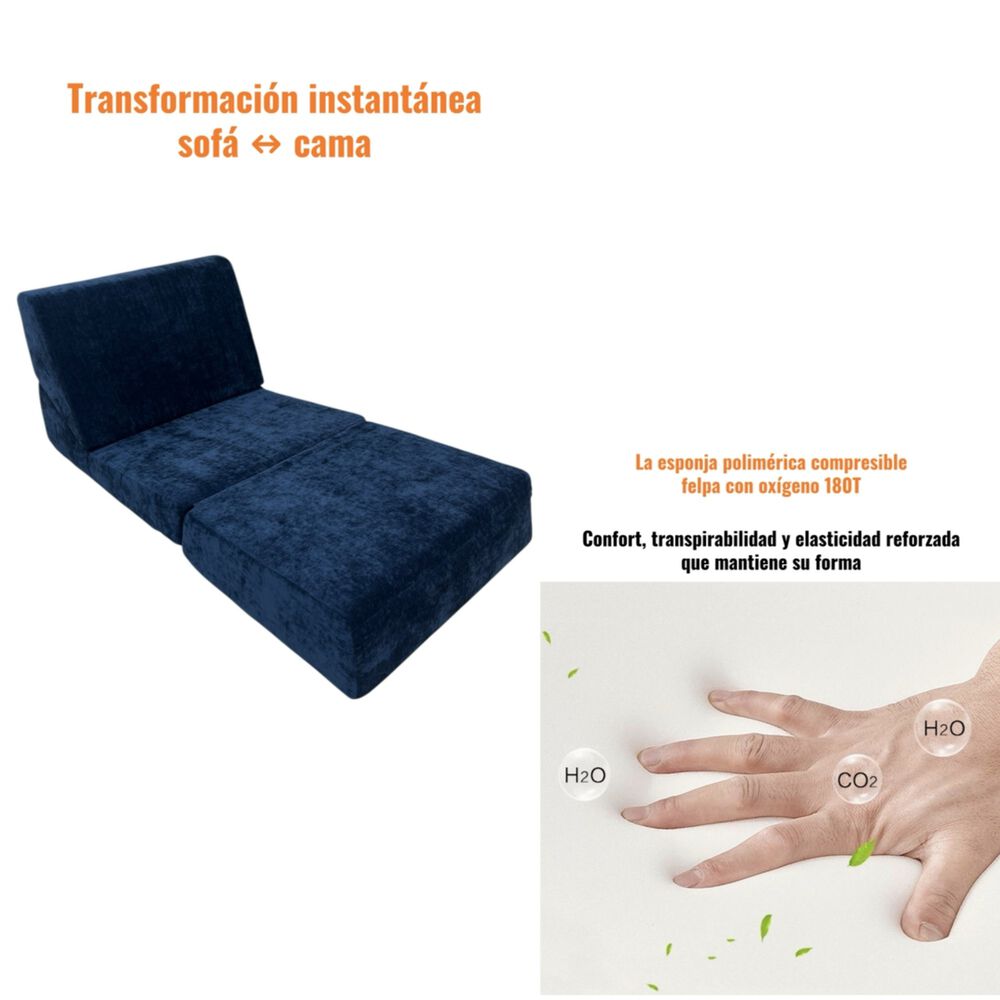 Sillon Sofa Cama Comprimido Convertible 3 En 1 K04 Azul image number 3.0