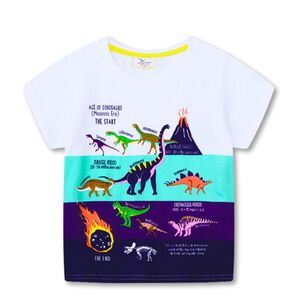 Polera Niño Algodón Manga Corta Jump Kids Mundo De Dinosaurios 2 A 7 Años