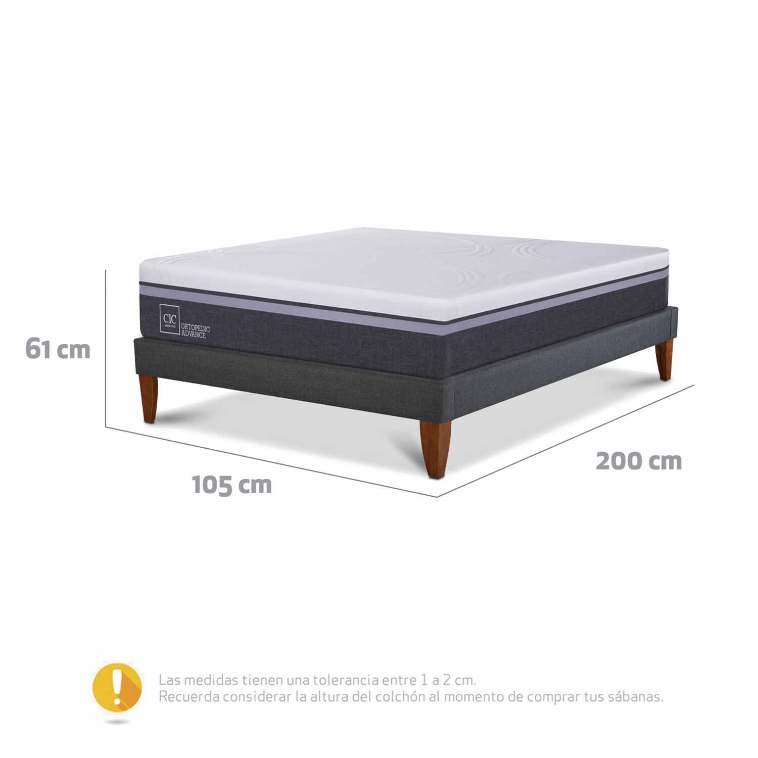 Cama Europea Cic Ortopedic Advance / 1.5 Plazas / Base Normal image number 2.0