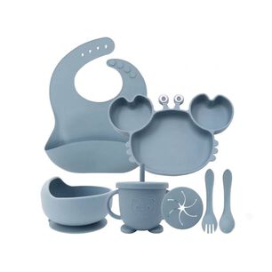 Set Alimentacion Bebe Silicona Plato Cangrejo