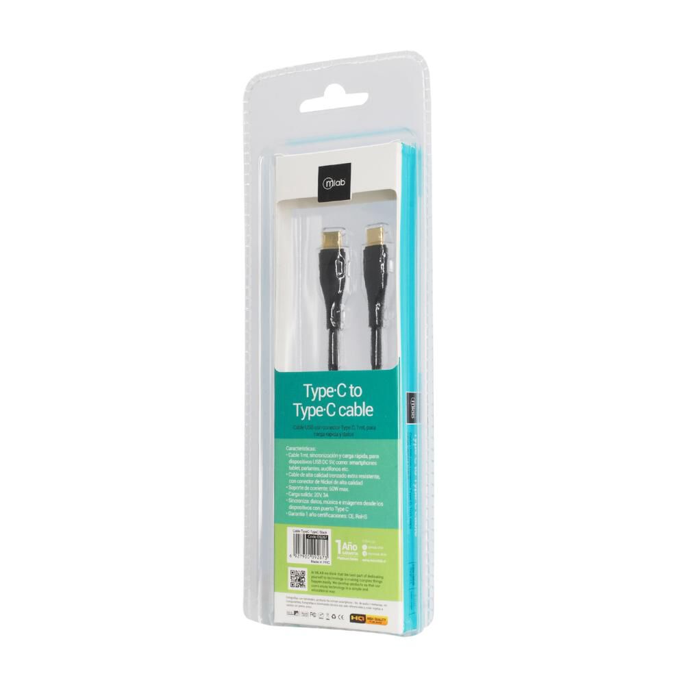 Cable Tipo C A Tipo C Negro image number 3.0
