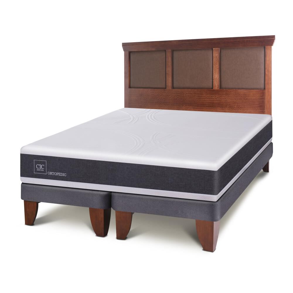Cama Europea Cic New Ortopedic / 2 Plazas / Base Dividida + Respaldo image number 1.0