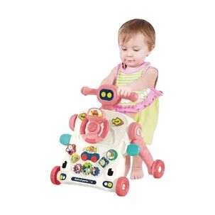 Andador Caminador Bebé Musical Multifuncional 3 En 1 Rosa