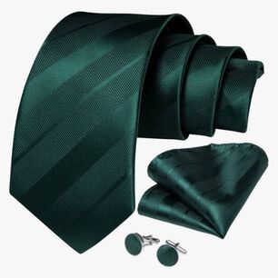 Corbatas Seda Hombres, Pa&ntilde;o Y Colleras Verde