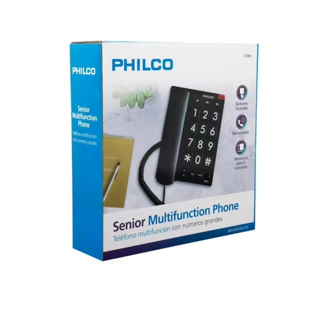 Telefono Sobre Mesa Botones Grandes Negro Rt170bk Philco image number 4.0