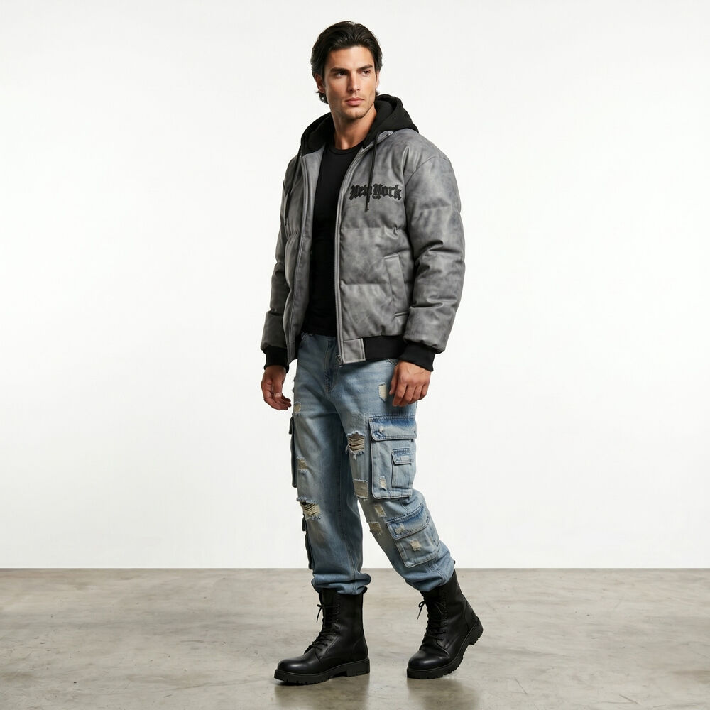 Chaqueta Parca Ecocuero Impermeable Hombre New York image number 1.0