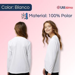 Pack 6 Camiseta Polera Polar De Ni&ntilde;a Blanco Primera Capa