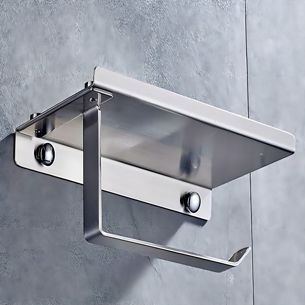 Porta Rollo Papel Higi&eacute;nico Soporte Celular Plateado image number 1.0