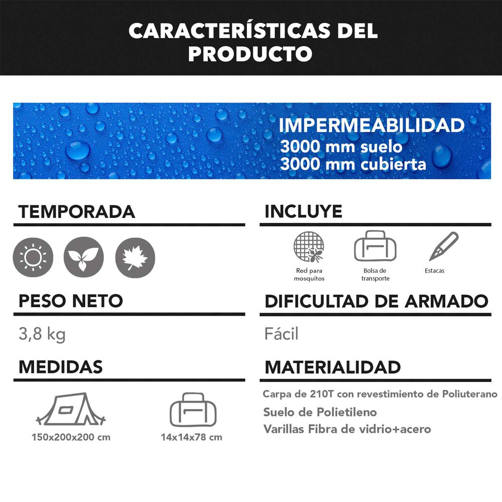 Carpa Instant&aacute;nea Quickcamp 4 Personas image number 4.0