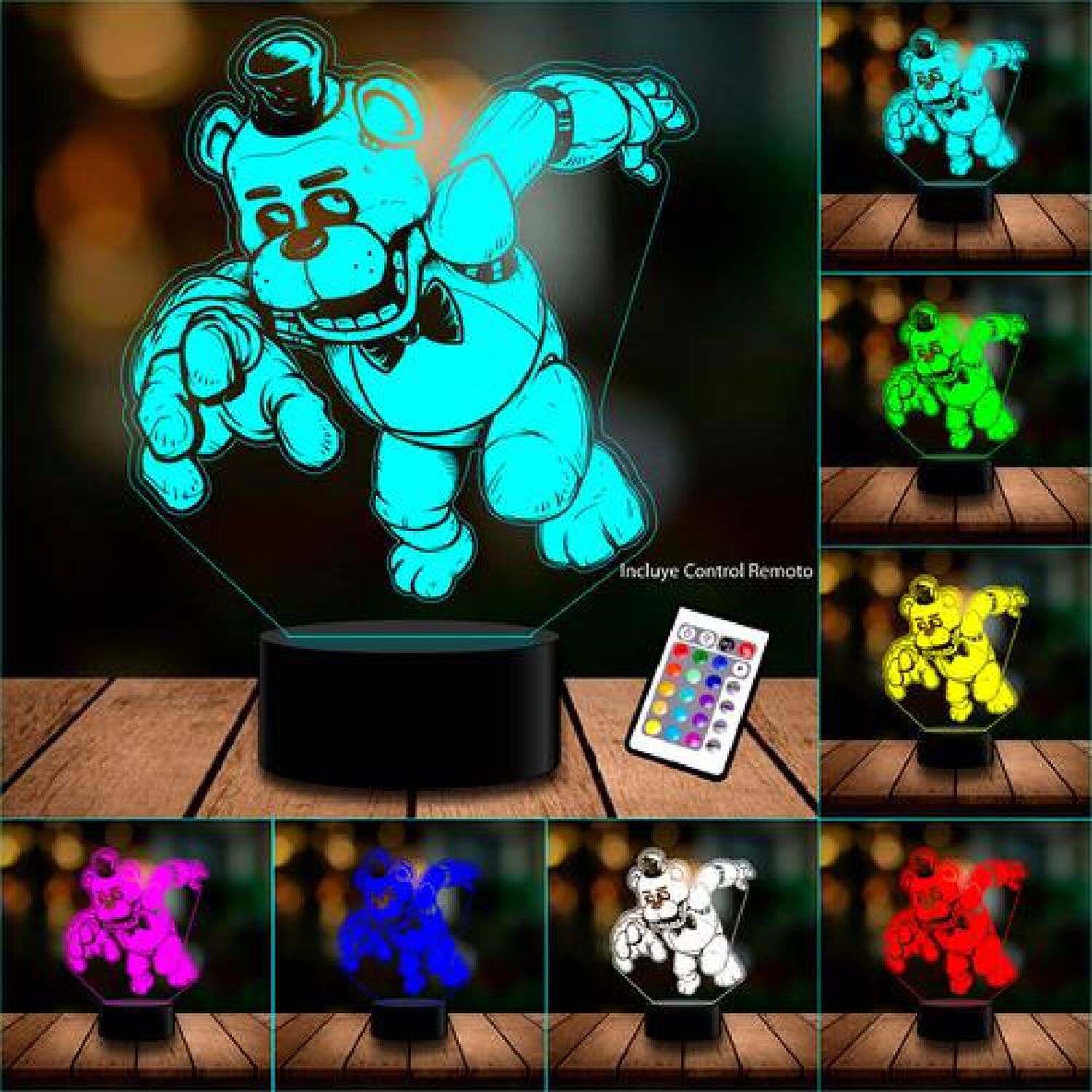 L&aacute;mpara 3d Control Remoto Five Nights At Freddy's Estoykuku image number 2.0