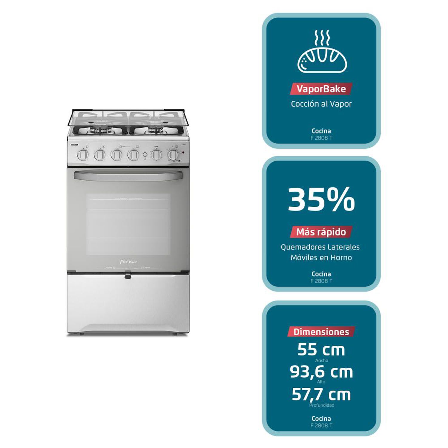 Cocina A Gas Fensa F 2808 T / 4 Quemadores image number 7.0