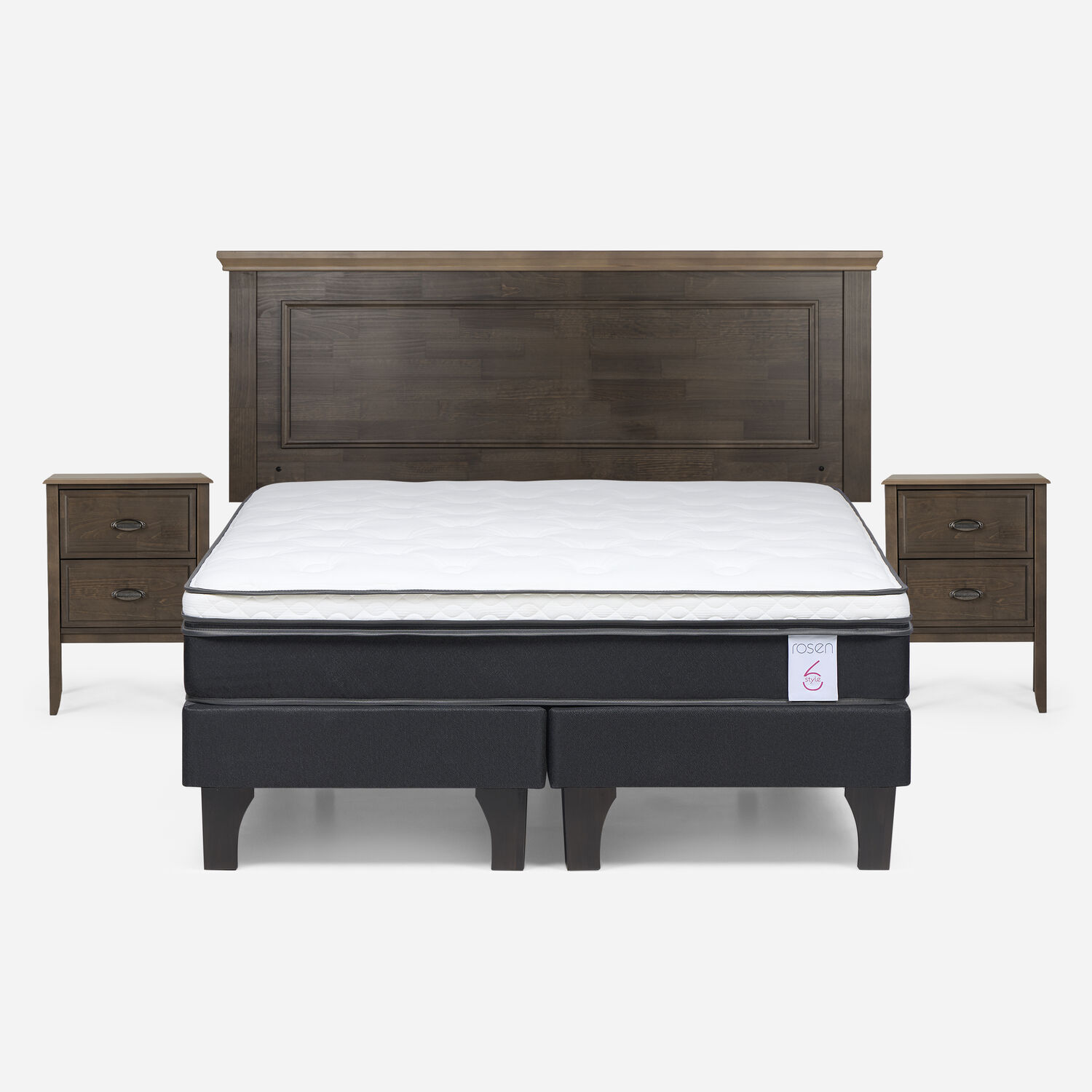 Cama Europea Rosen New Style 6 / 2 Plazas / Base Dividida + Set De Maderas Anna image number 0.0