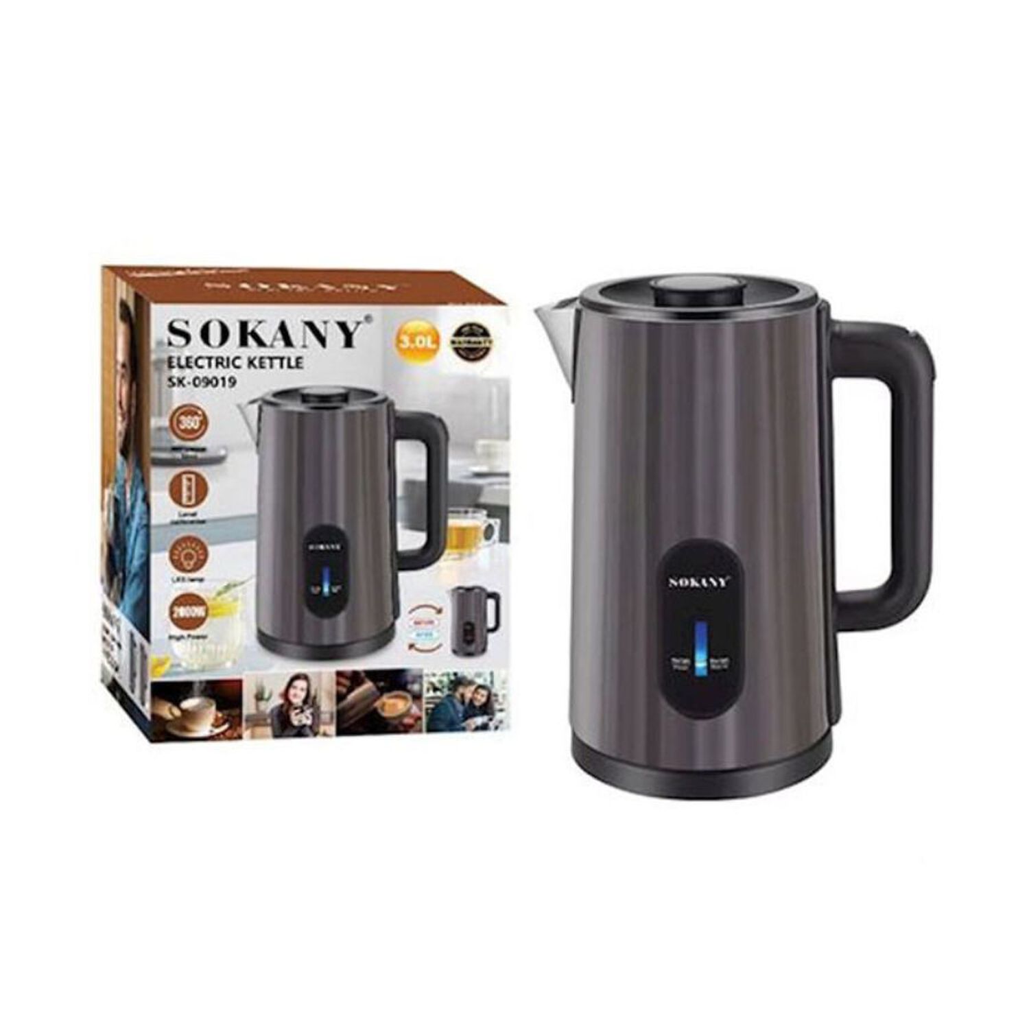 Hervidor El&eacute;ctrico Sokany 3l 2000w Acero Inoxidable image number 2.0