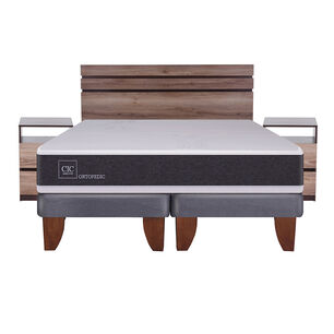 Cama Europea Cic New Ortopedic / 2 Plazas / Base Dividida + Set De Maderas