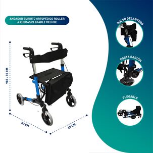 Andador Burro Ortopedico Roller 4 Ruedas Plegable Delux