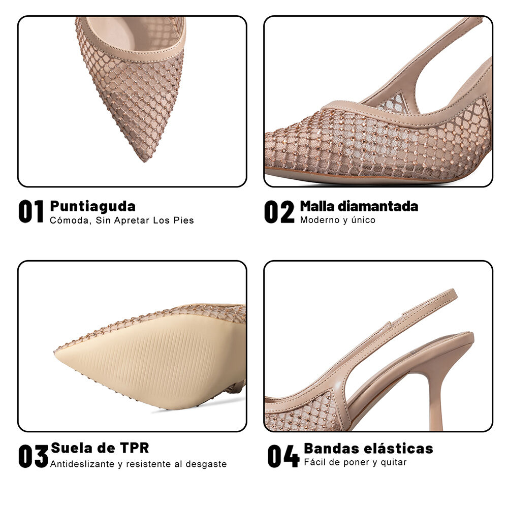 Zapato Tacon Talón Abierto Elegante Mujer Weide Ghe35 image number 8.0