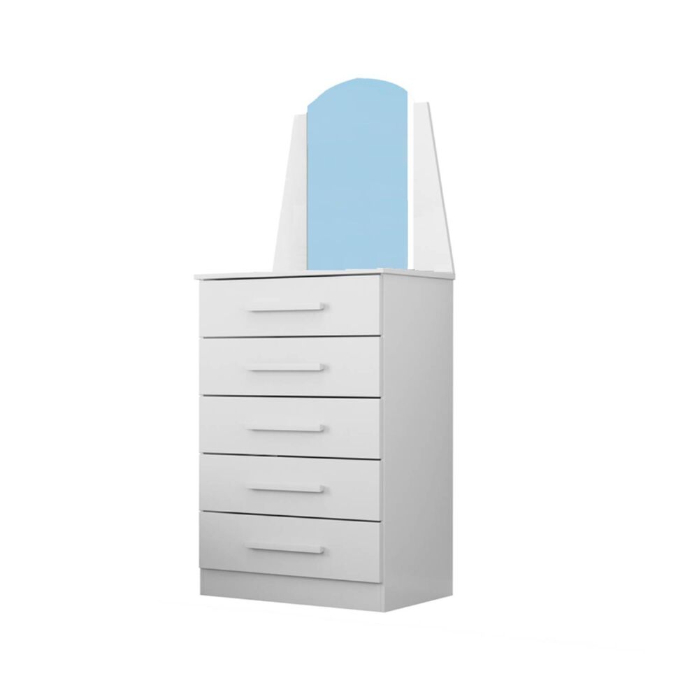 Comoda 5 Cajones Con Espejo Veneza Blanco image number 0.0