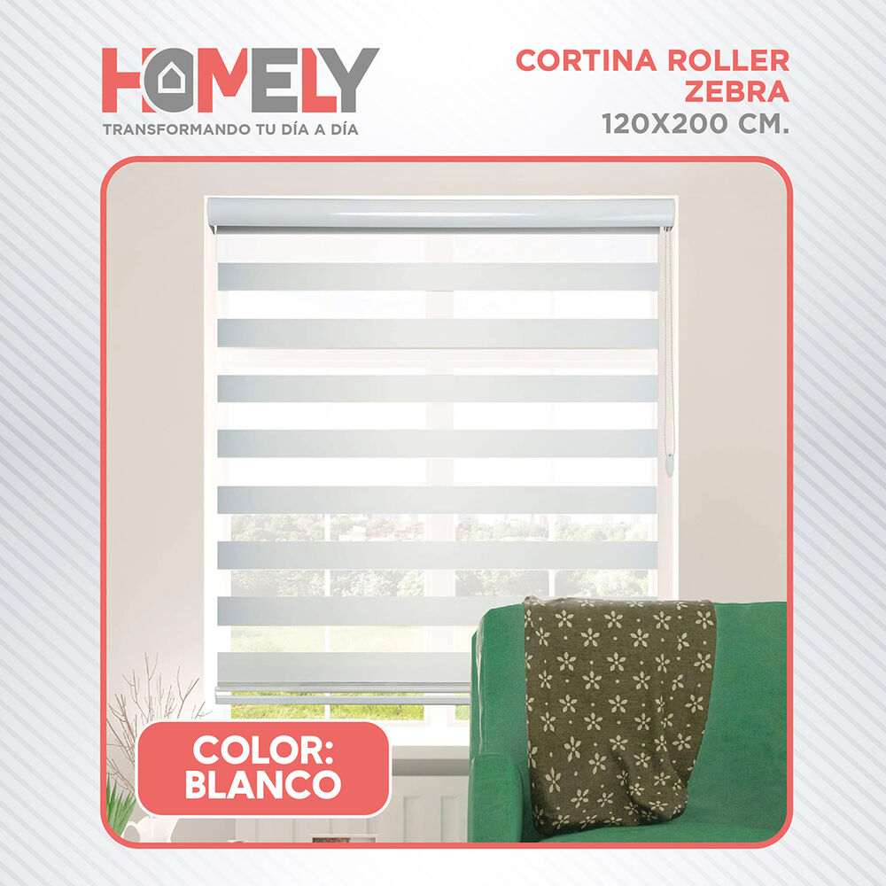 Cortinas Roller Duo 100% Dia Y Noche Zebra 120x200cm Homely image number 8.0