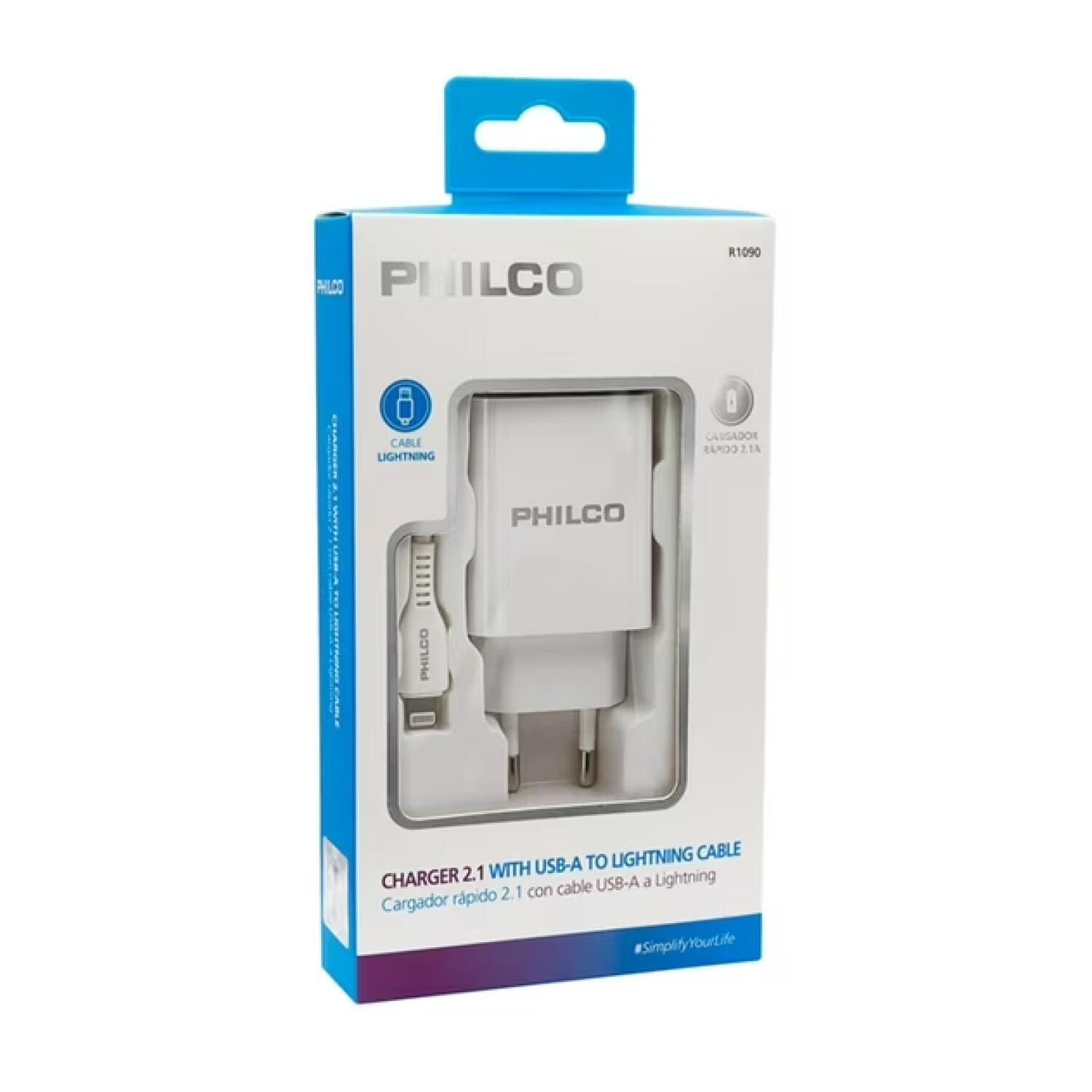 Cargador De Pared 2 Usb Cable Lightning Blanco R1090 image number 0.0