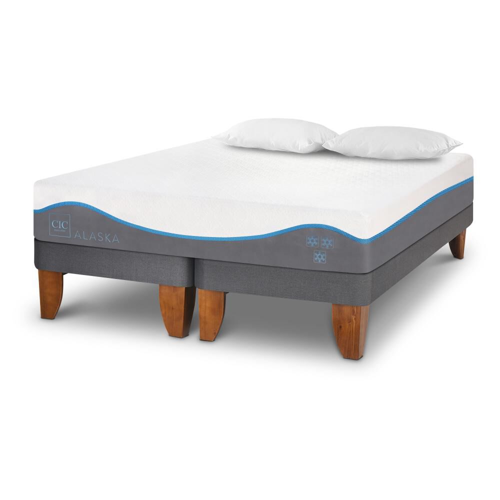 Cama Europea Cic Alaska / 2 Plazas / Base Dividida + Almohadas image number 1.0
