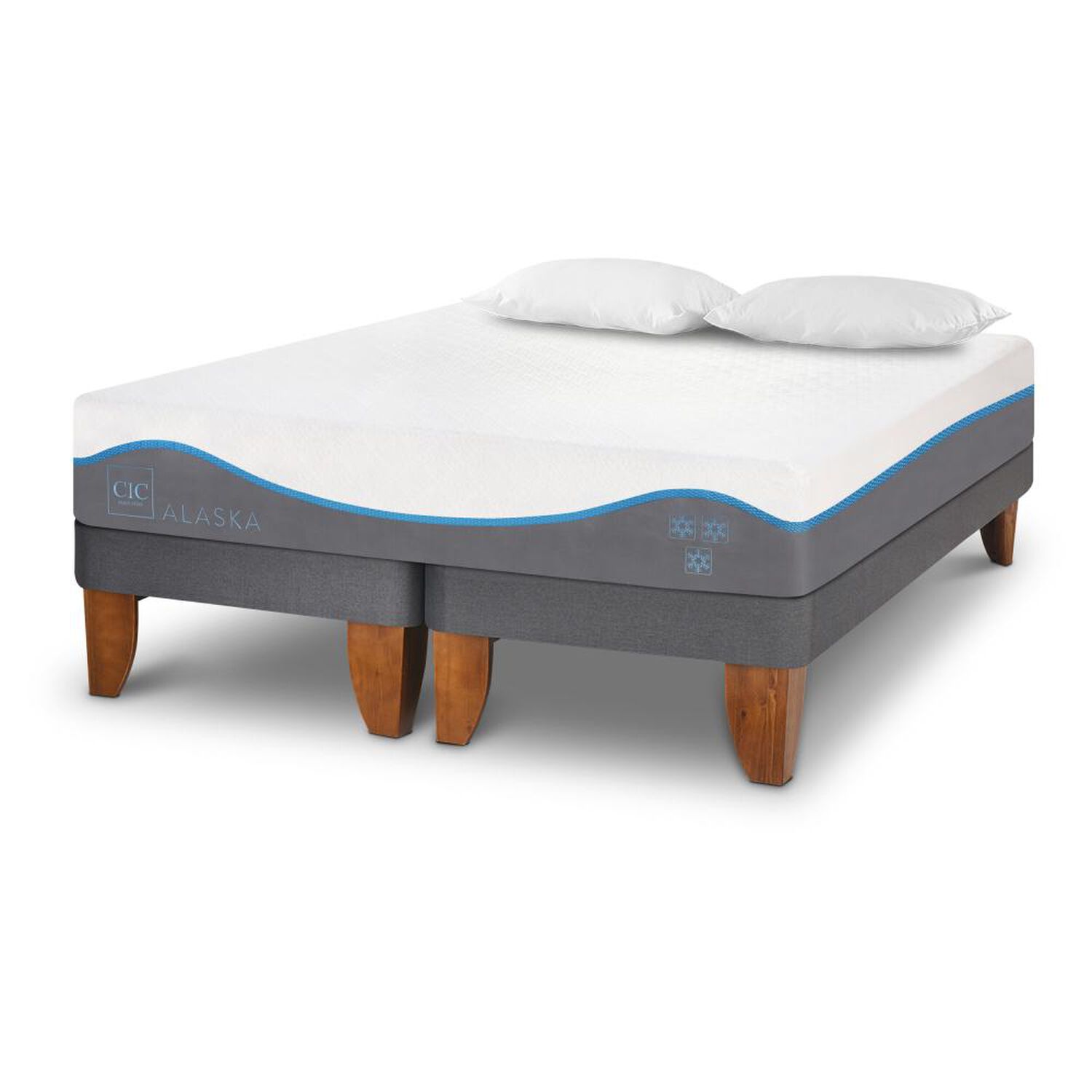 Cama Europea Cic Alaska / 2 Plazas / Base Dividida + Almohadas image number 1.0
