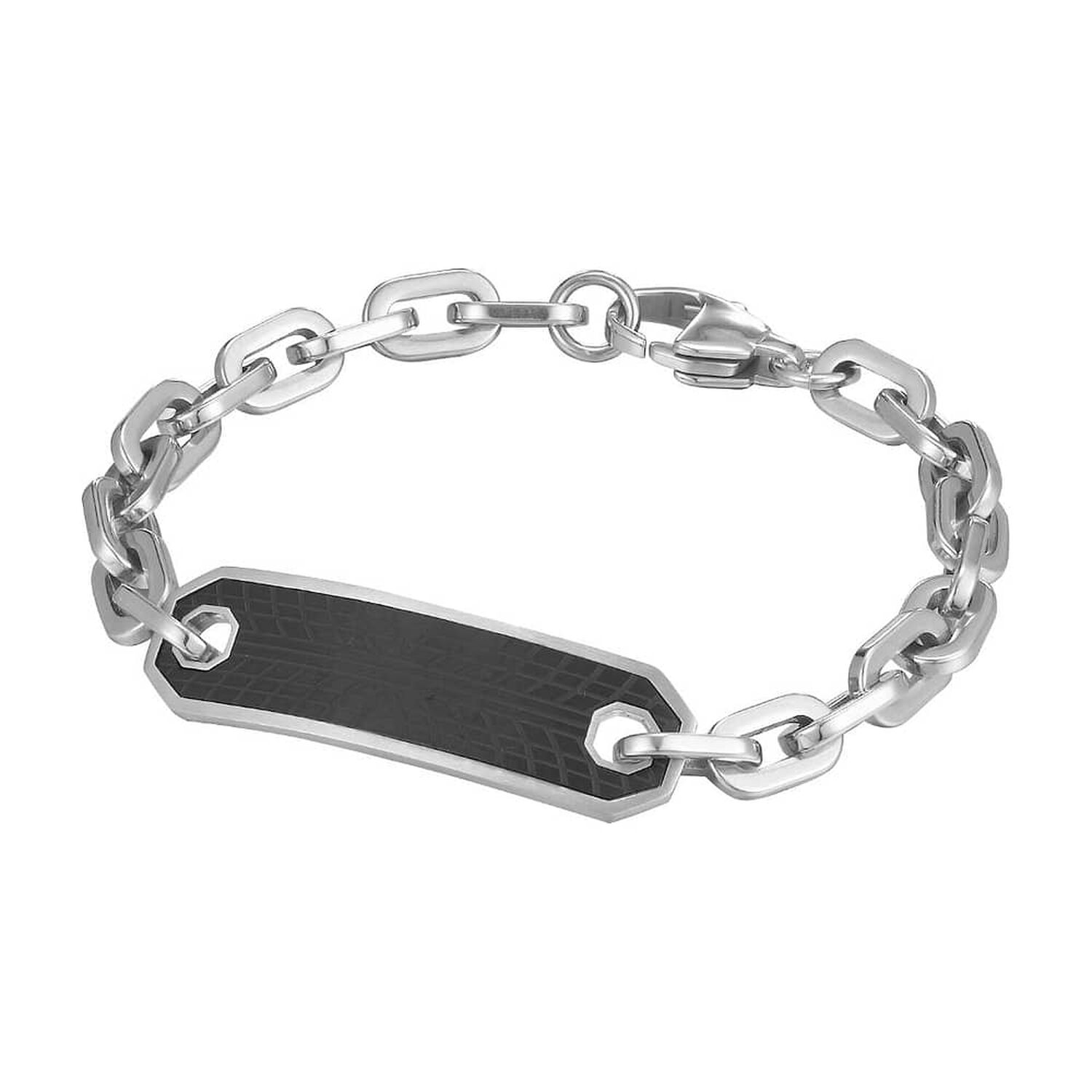 Pulsera De Hombre Cat J002b00112 Negro-plateado image number 0.0