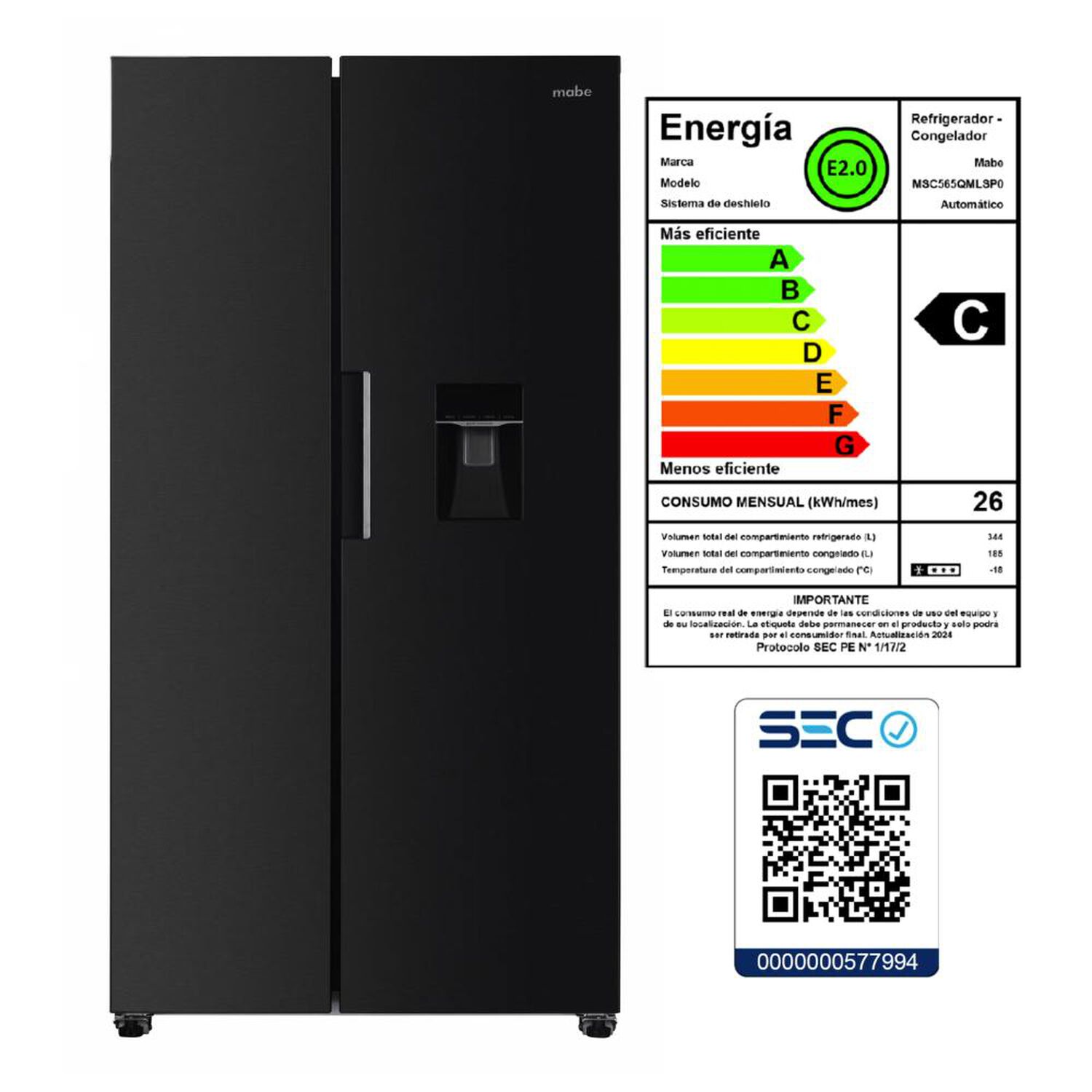 Refrigerador Side By Side Mabe Msc565qmlsp0 / No Frost / 529 Litros / C image number 9.0