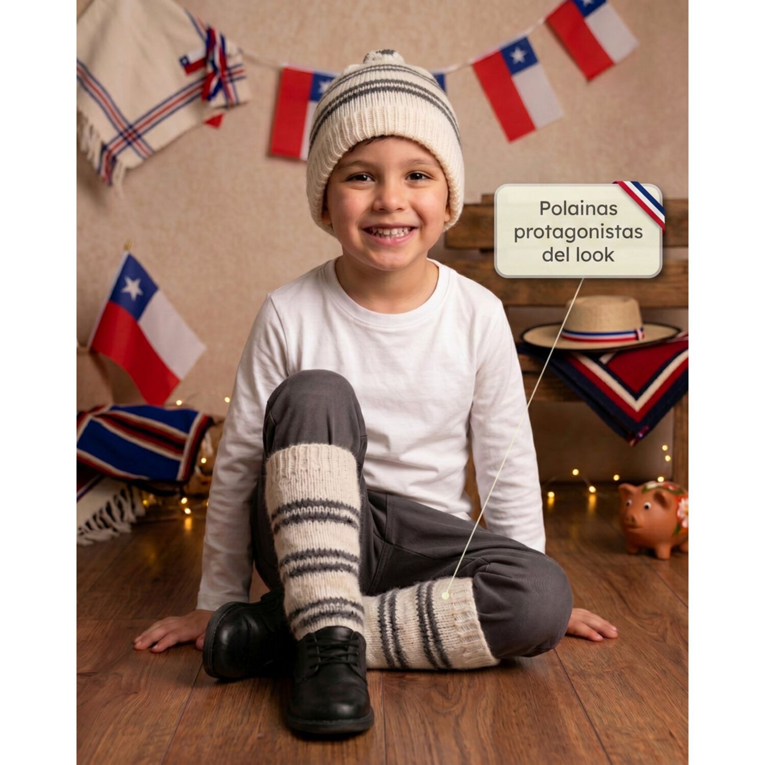 Set Chilote Adulto Gorro Mas Polaina Fiesta Patrias image number 8.0
